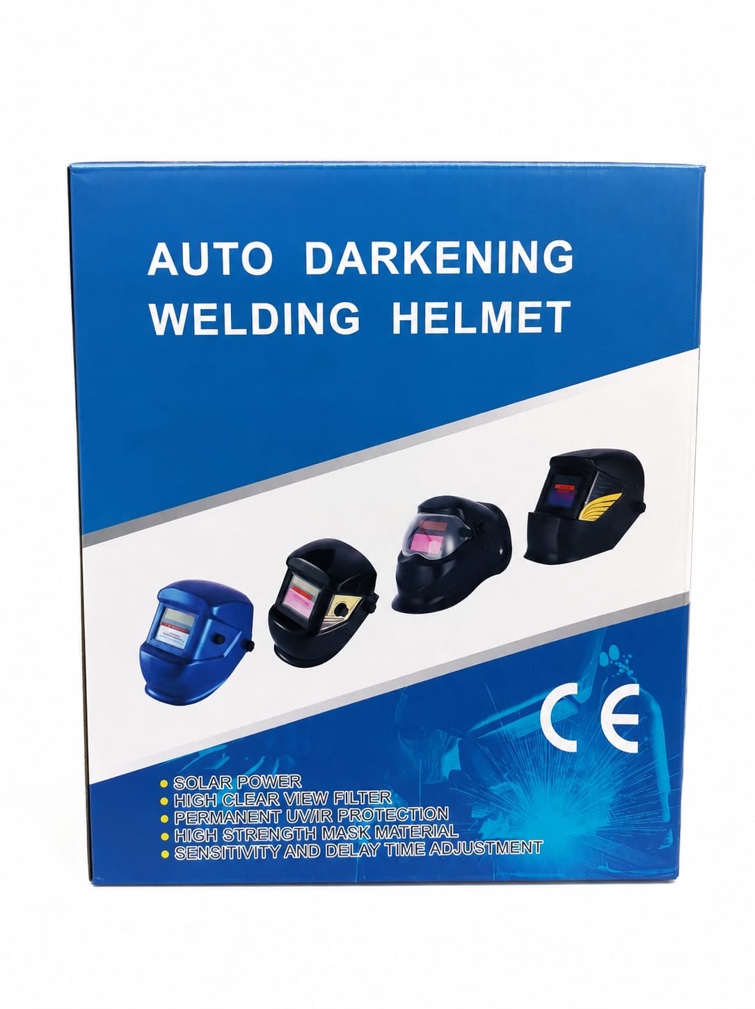 Black Auto Darkening Helmet, PVC Plastic with automatic shielding glass screen